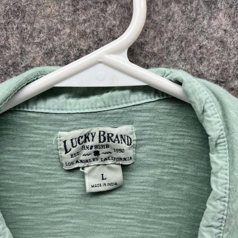 Lucky Brand Polo Shirt Men Large Teal Blue Casual Preppy Dress Cotton Vintage - Picture 5 of 12